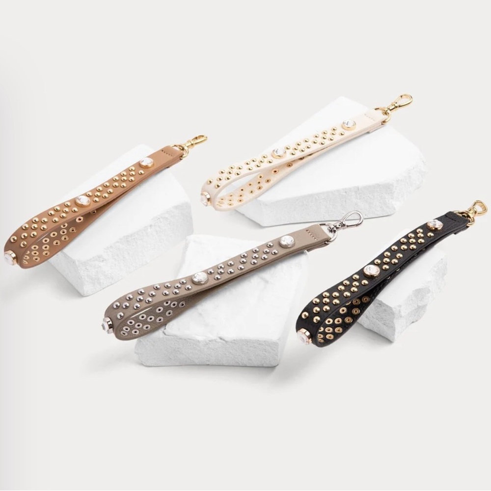 Bandolier Greige Gem & Stud Wristlet